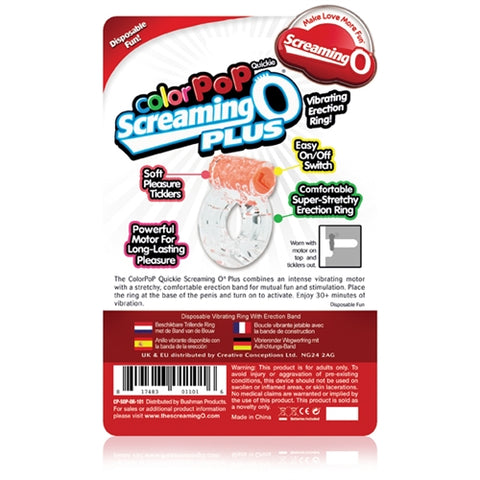 Screaming O Colour Pop Quickie Plus – Vibrating Erection Ring > Cock Ring > Vibrating