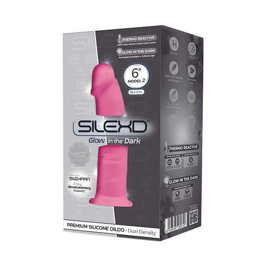 Silexd 6 Inch Model 2 Pink Glow in the Dark Premium Silicone Dildo Default Title DONGS