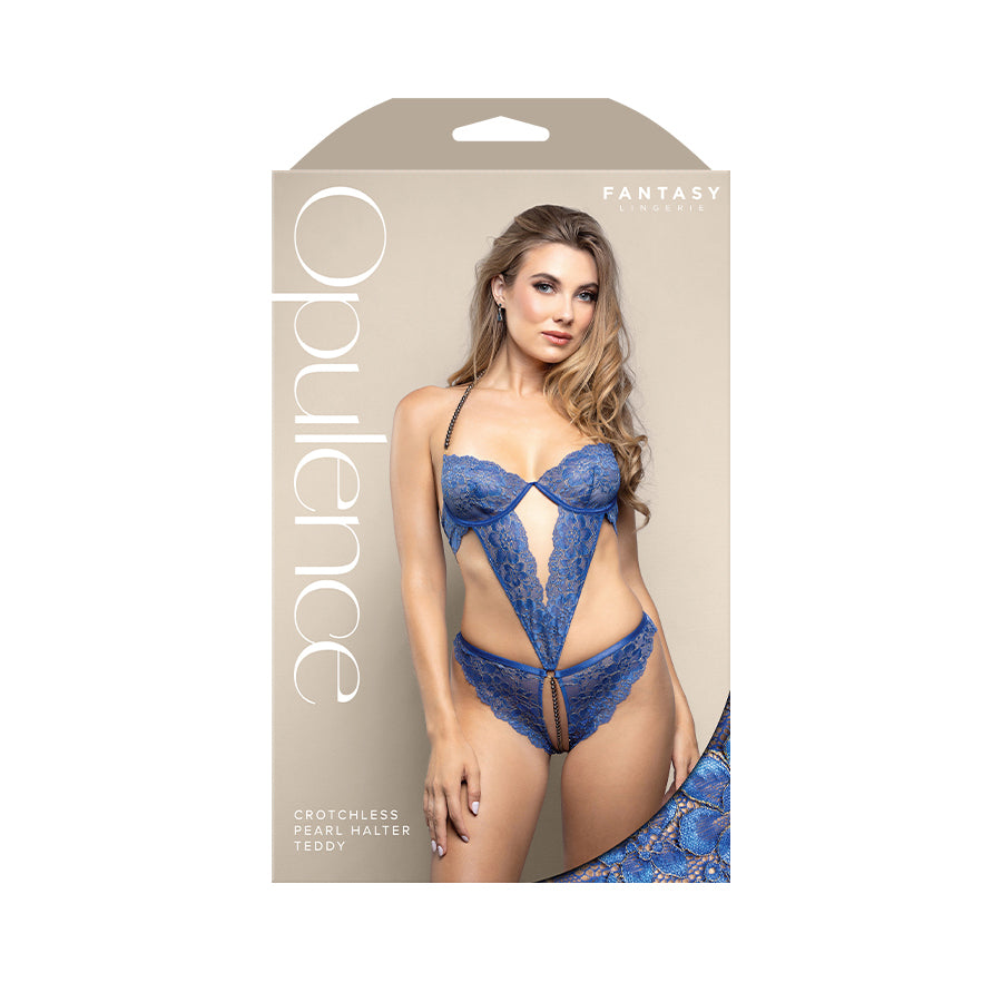 Opulence Crotchless Pearl Halter Teddy – Lace Lingerie M/L Size > Clothes > Teddies