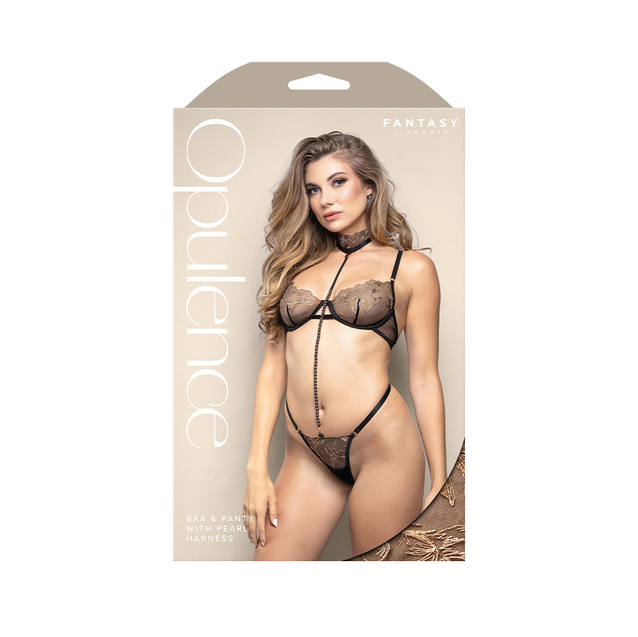 Opulence Bra and Panty with Pearl Harness – Lingerie M/L Size > Clothes > Lingerie Sets