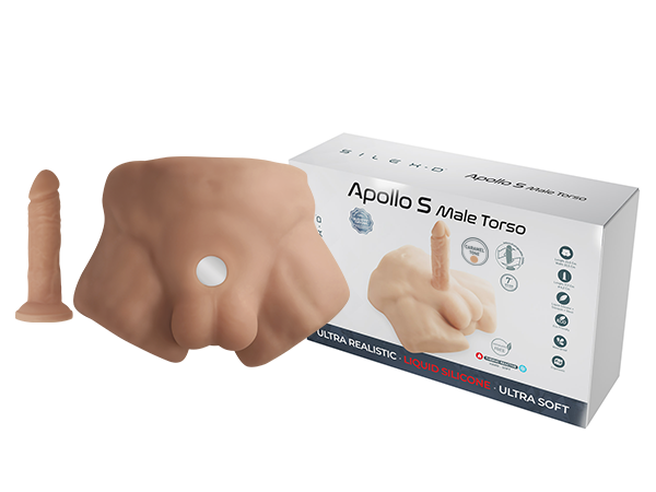 SilexD 7 Inch Apollo Half Male Torso with Interchangeable Dildo Liquid Silicone Caramel Adult Sex Toy Default Title Assturbators
