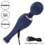 Chic Poppy Navy Blue Ultra-Plush Silicone Massager with 5 Vibration Levels and Gold Accents, Rechargeable, Waterproof > Sex Toys > Massage Wands