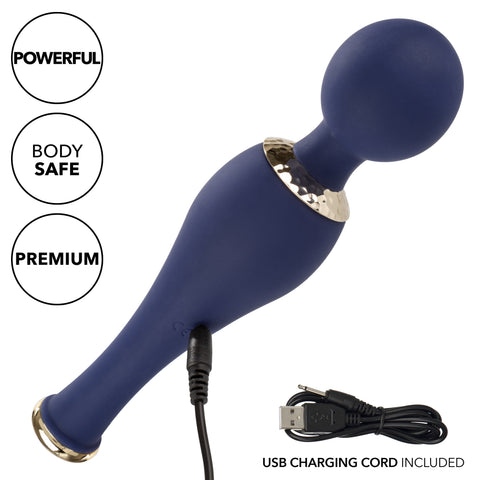 Chic Poppy Navy Blue Ultra-Plush Silicone Massager with 5 Vibration Levels and Gold Accents, Rechargeable, Waterproof > Sex Toys > Massage Wands