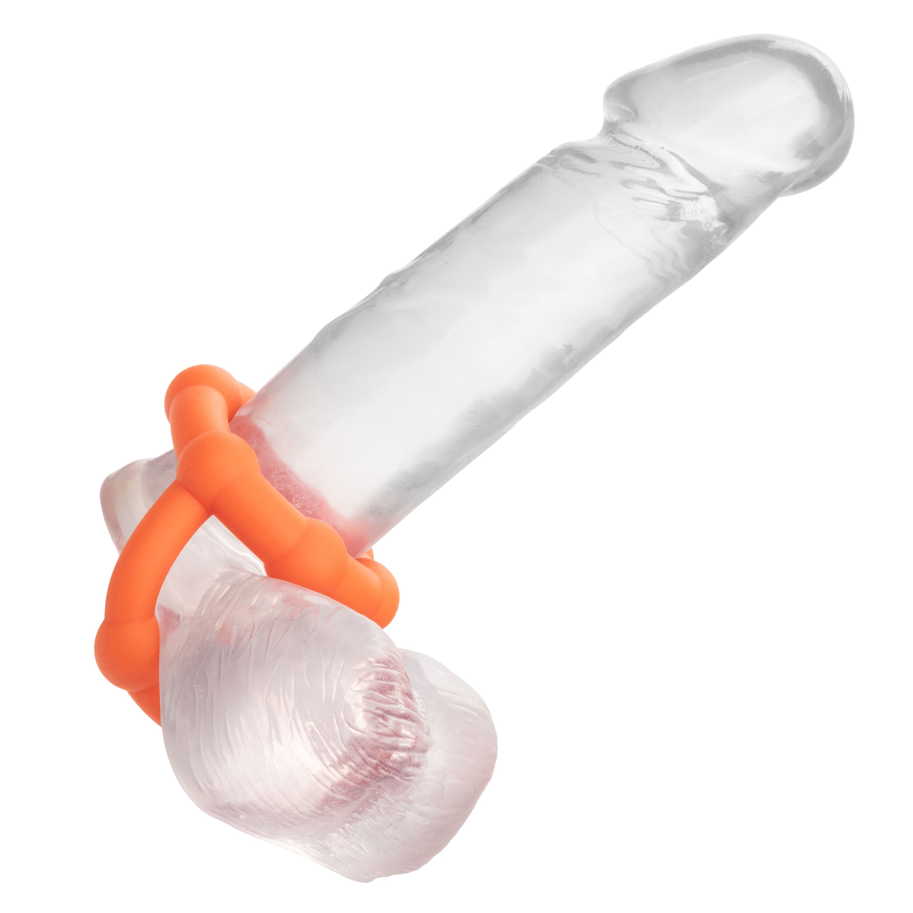 Alpha Liquid Silicone All Star Ring Orange Ultra Stretchy Dual Ring with Beaded Accents and Built-In Scrotum Support COCK RINGS