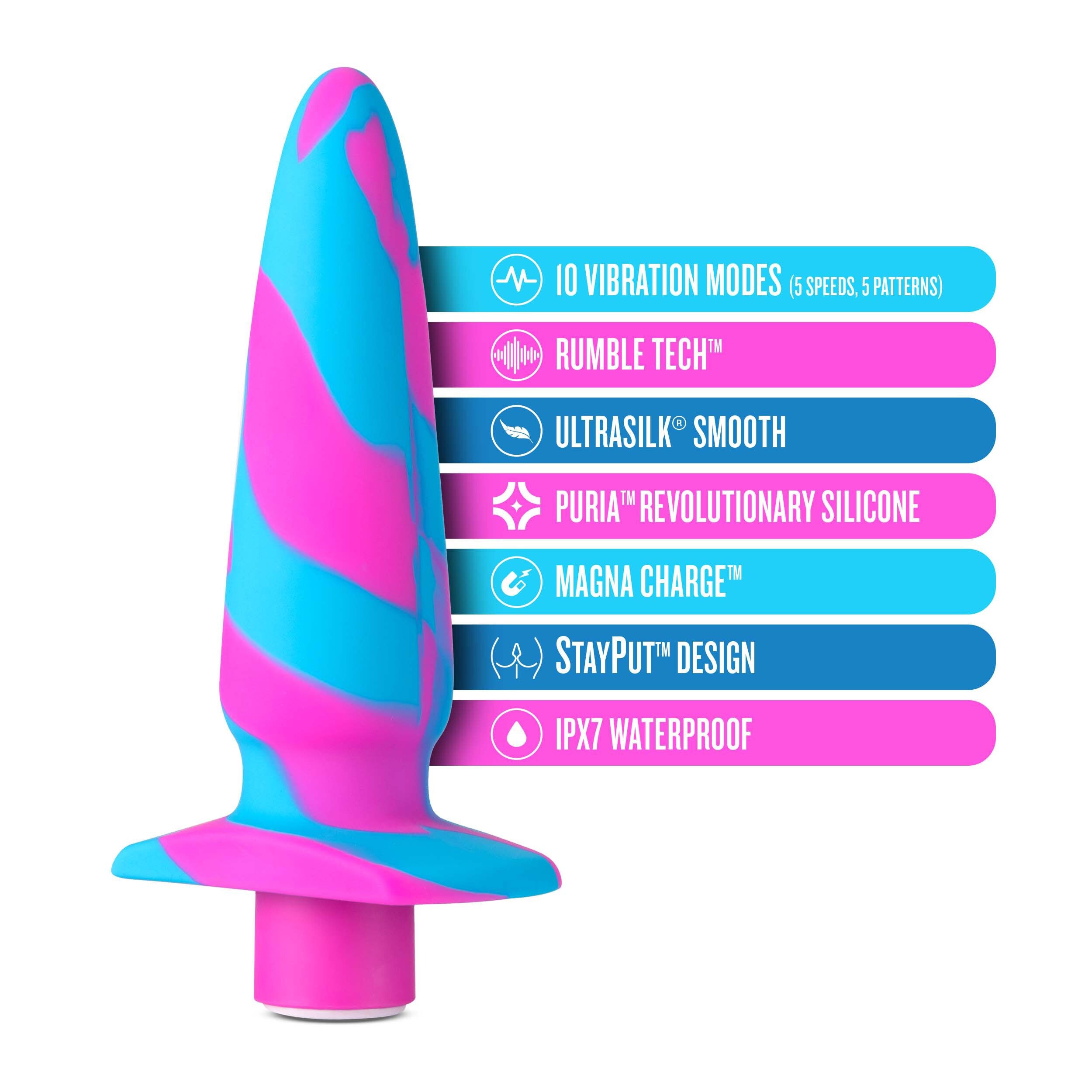 Avant Vibrotize Silicone Mini Anal Vibe Fuchsia 5 Inch Butt Plugs - Vibrating