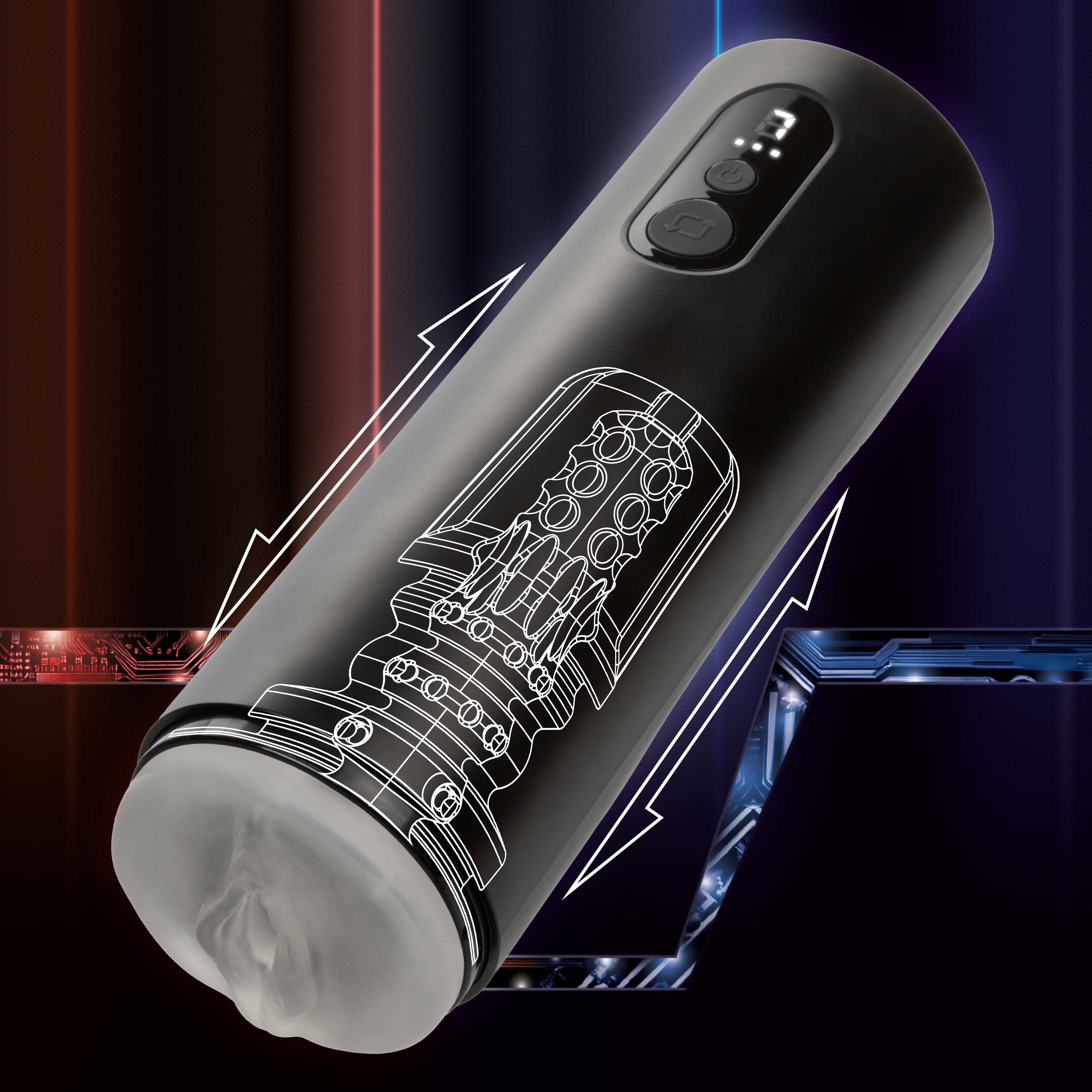 Bionic Thrusting Masturbator Black with Ultra-Soft Sleeve and Seven Thrusting Functions > Sex Toys For Men > Masturbators Premium