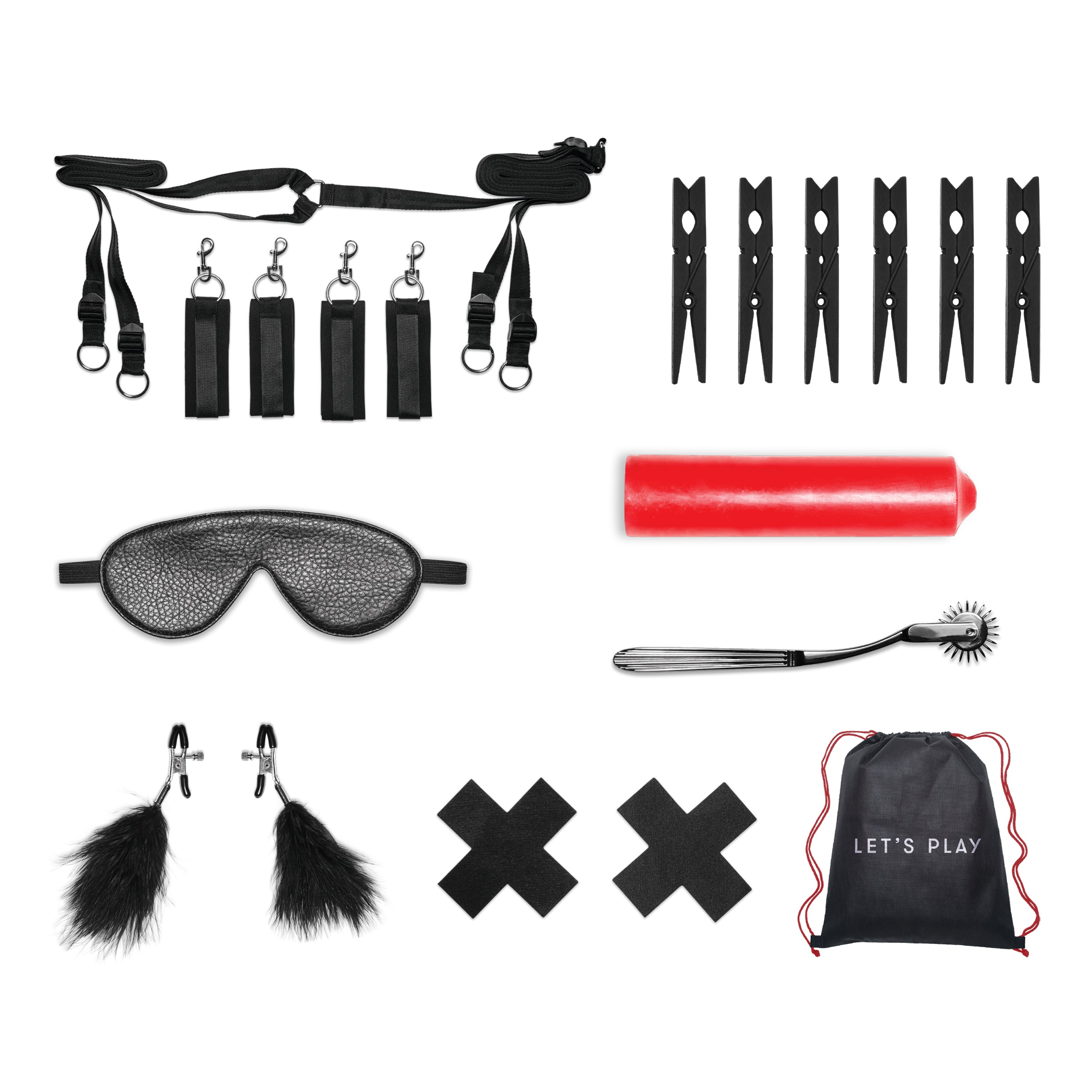 Lux Fetish Sensory Experience with Wartenberg Pinwheel 7-Piece Bedspreader Kit > Bondage Gear > Bondage Kits