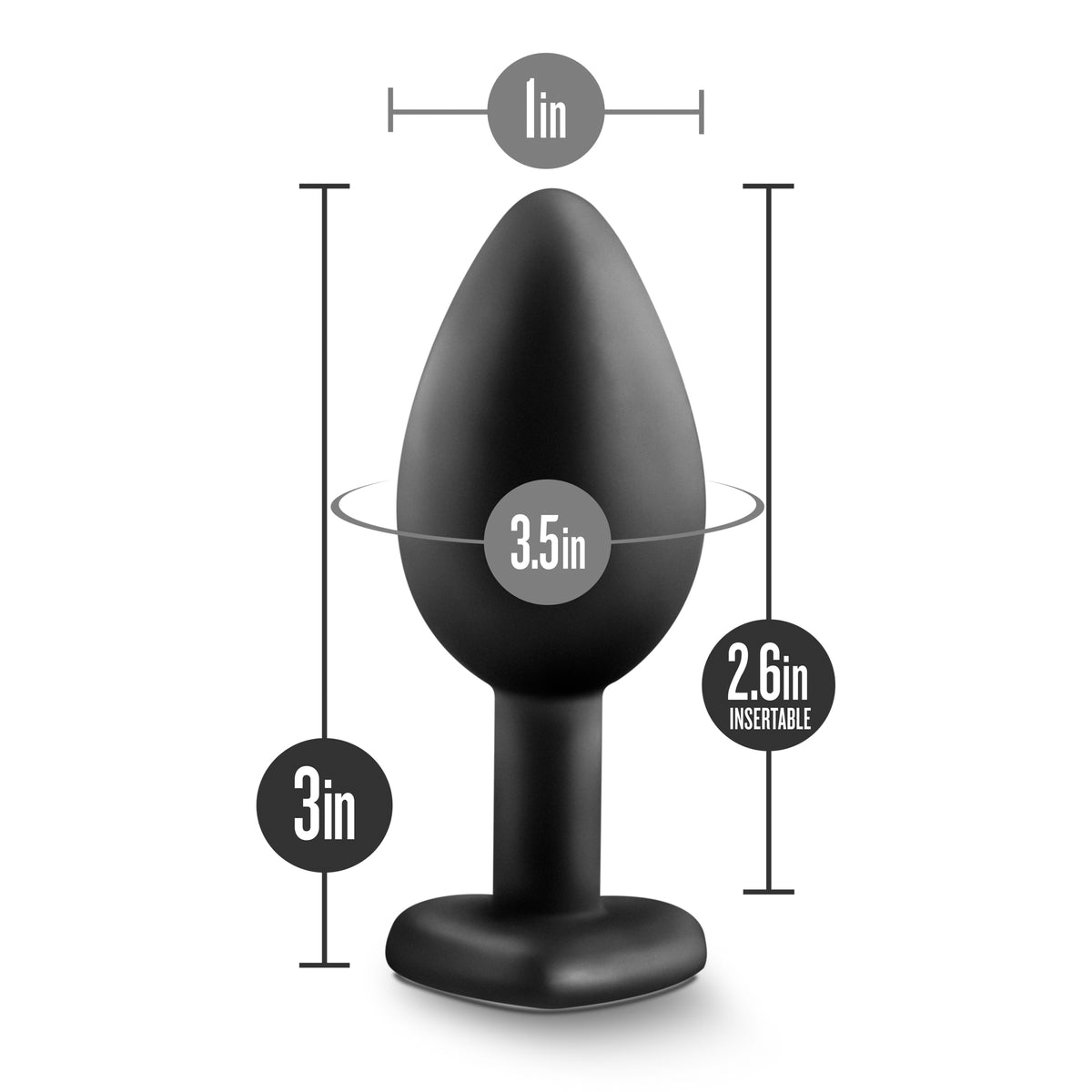 Temptasia Bling Plug Small Black (7.6cm) > Anal Range > Jewel Butt Plugs