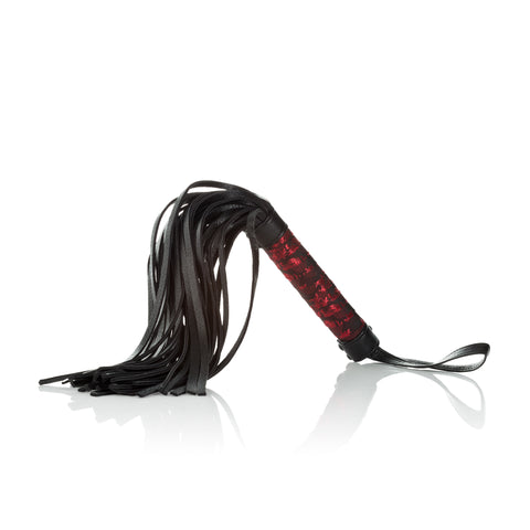 Scandal Flogger Black Tassel with Red Designer Fabric Handle > Bondage Gear > Whips & Floggers