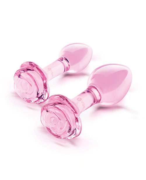 b-Vibe Pink Roses Glass Butt Plug Training Set > Glass > Toys Main image