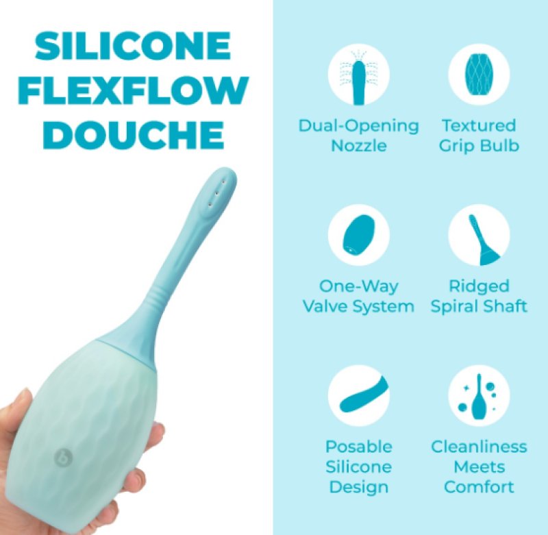 b-Vibe Silicone Flexflow Douche – Dual-Opening Nozzle Silicone Douche > Essentials > Feminine Care