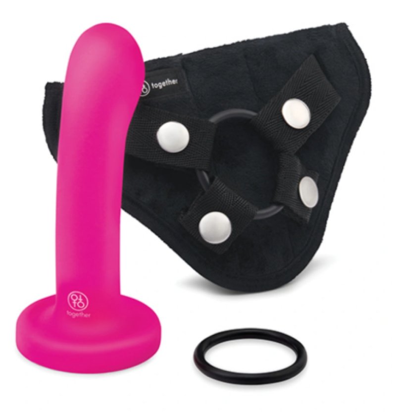 Together Pop Silicone 5.5 Inch Dildo and Harness Set - Strap-On Toy > Dildos > Strap On Harnesses