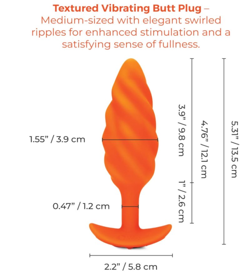 b-Vibe Swirl Texture Plug – Silicone Rechargeable Vibrator > Anal Range > Vibrating Butt Plugs