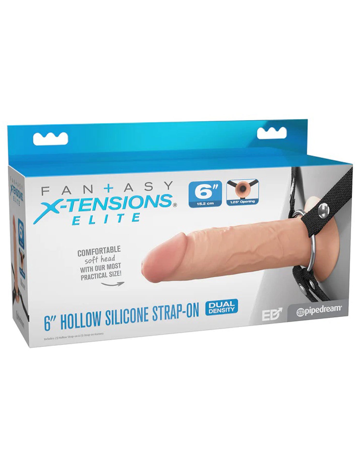 Fx Elite 6 Inch Silicone Hollow Strap On Flesh White Strap-ons Hollow