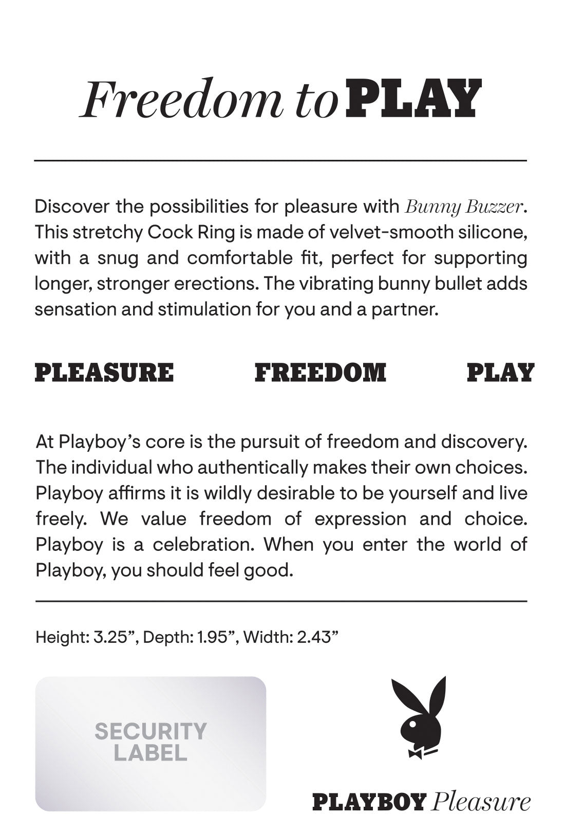 Playboy Pleasure Bunny Buzzer Vibrating Cock Ring > Cock Ring > Vibrating