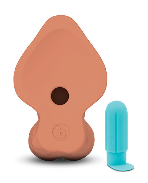 b-Vibe Slipskin Realistic Silicone Dildo 9 Inch Curved Mocha > Dildos > Large Dildos