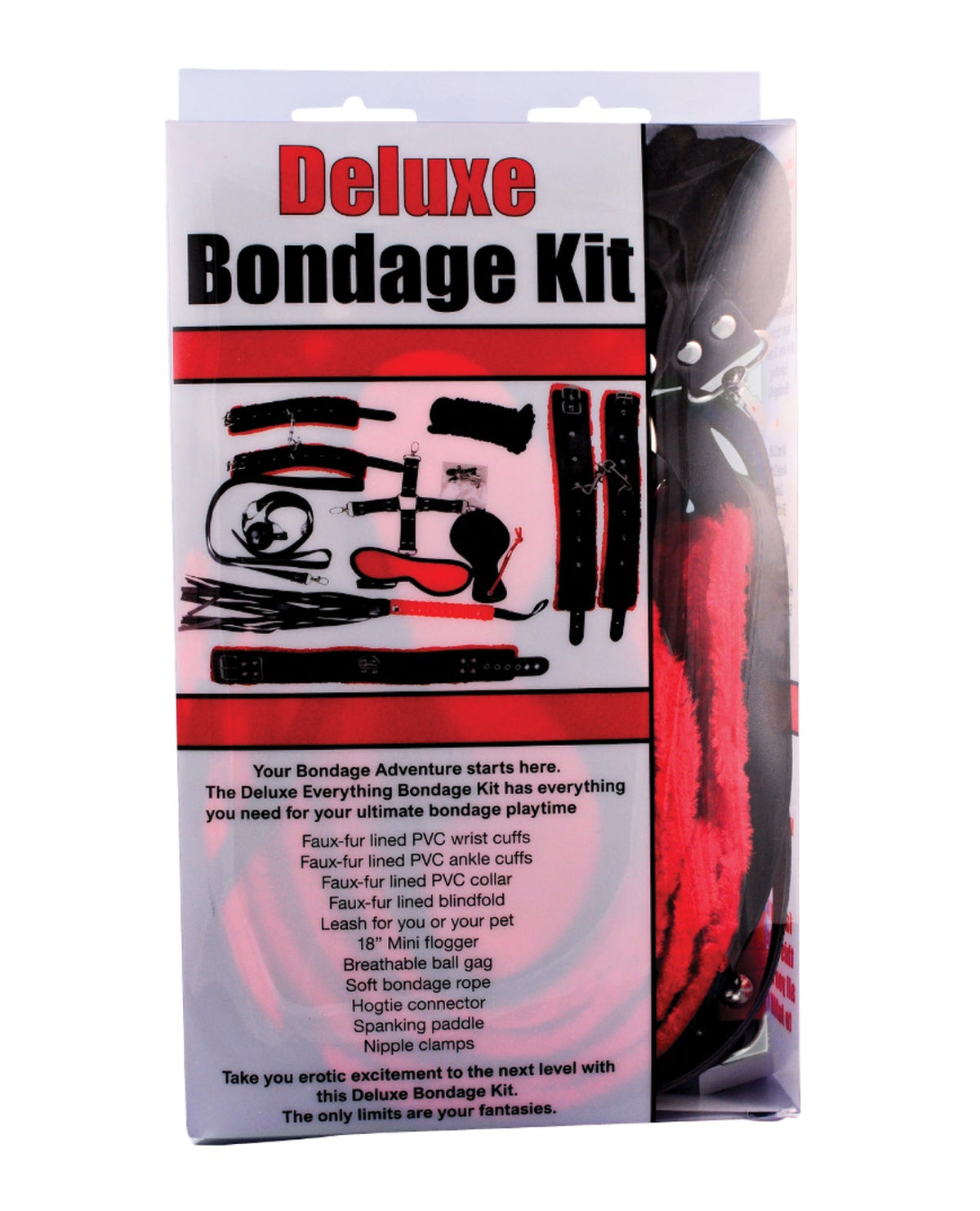 Bizarre Video Deluxe Bondage Kit Red With Fleece-Lined Cuffs and Accessories > Bondage Gear > Bondage Kits