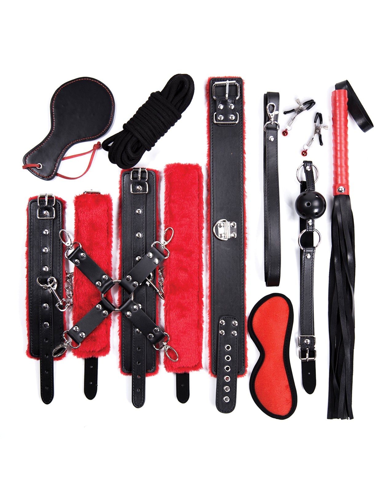 Bizarre Video Deluxe Bondage Kit Red With Fleece-Lined Cuffs and Accessories > Bondage Gear > Bondage Kits Main image