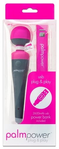 PalmPower Massage Wand Plug and Play USB with Power Bank Pink Electric Massager