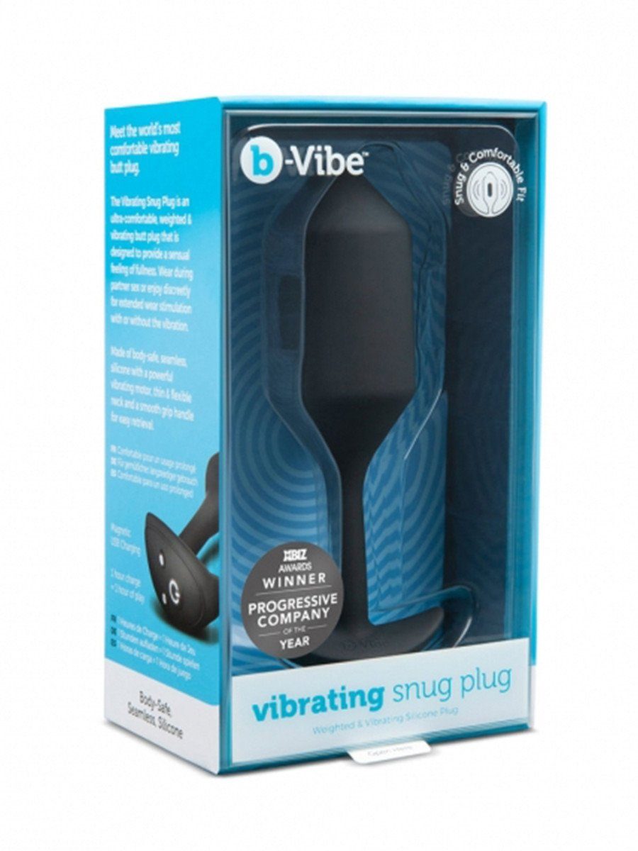 b-Vibe Vibrating Snug Plug XL Black Silicone Rechargeable > Anal Range > Vibrating Butt Plugs