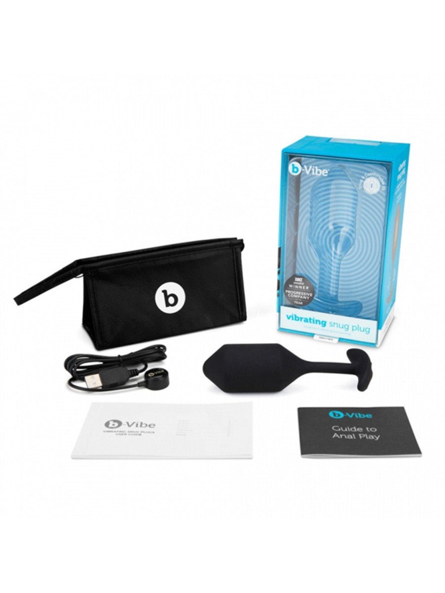 b-Vibe Vibrating Snug Plug XL Black Silicone Rechargeable > Anal Range > Vibrating Butt Plugs
