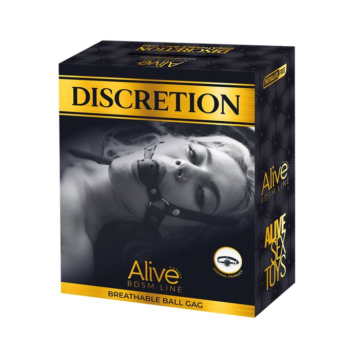 Alive Discretion Black Breathable Ball Gag 64 cm Length, 4.5 cm Diameter, Waterproof IPX8 Default Title Gags
