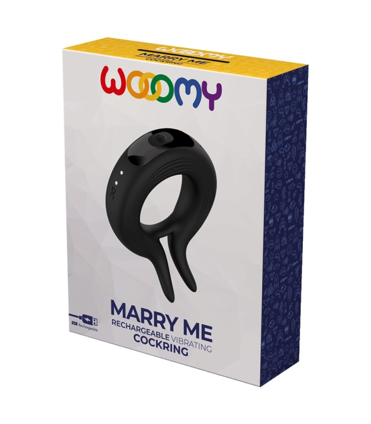 Wooomy Marry Me Rechargeable Vibrating Black Ring for Couples Default Title COCK RINGS