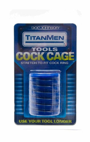 TitanMen Tool Silicone Cock Cage 2 Inch Comfortable Blue Cages
