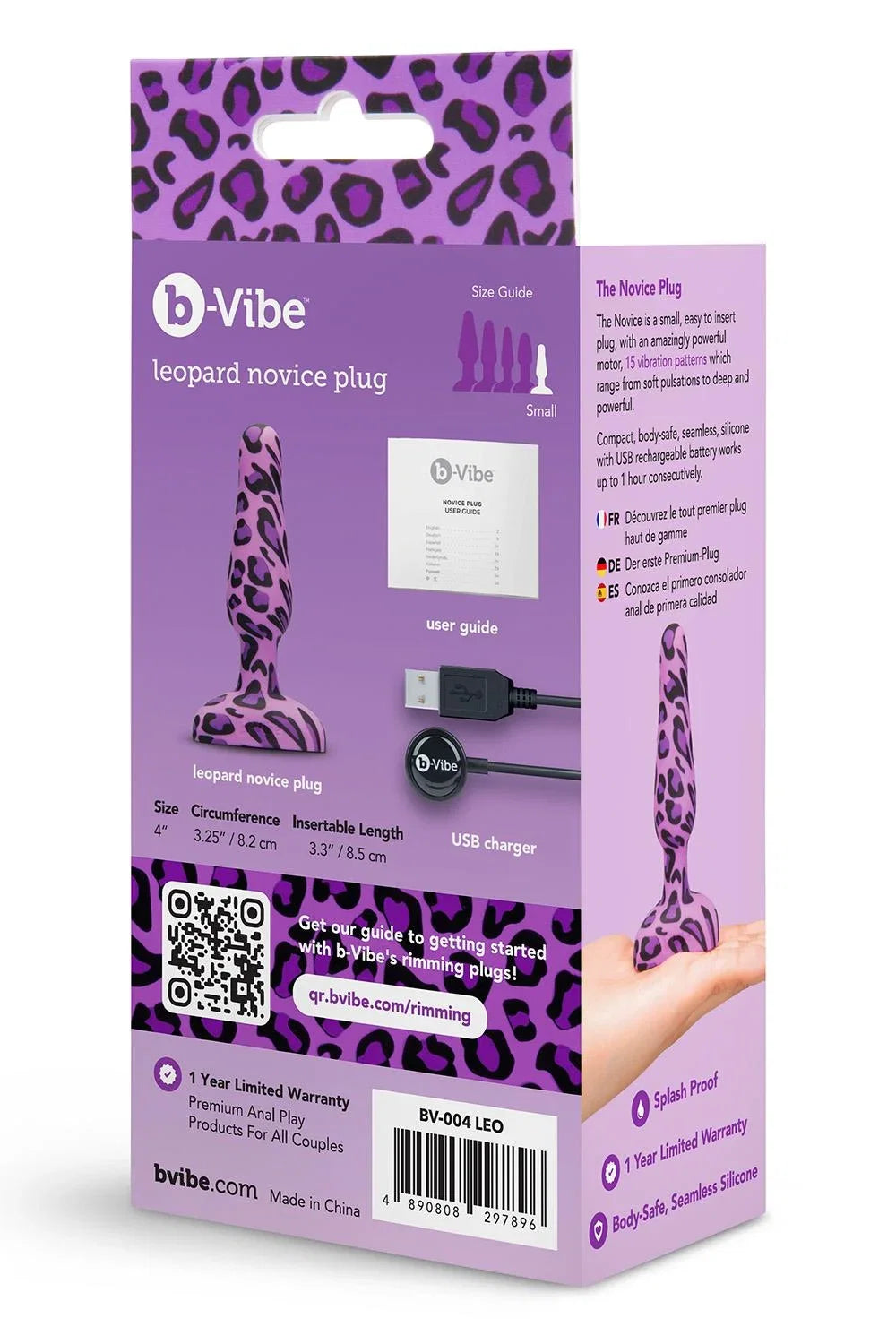 b-Vibe Novice Plug Leopard – Small Rechargeable Vibrating Butt Plug > Anal Range > Vibrating Butt Plugs