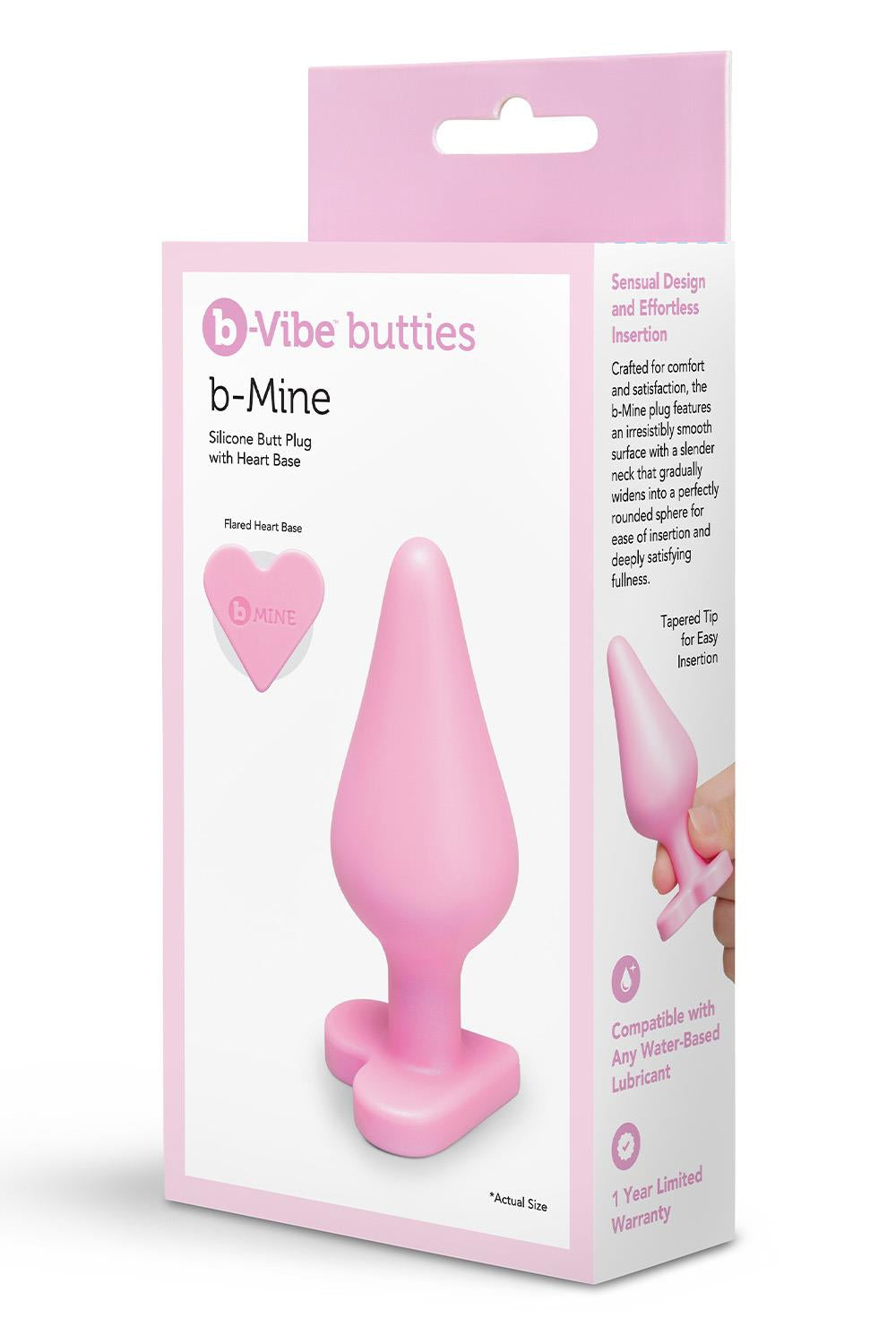 b-Vibe B-Mine Silicone Heart Butt Plug – Soft Silicone Beginner Butt Plug 3.5 Inches > Anal Range > Butt Plugs