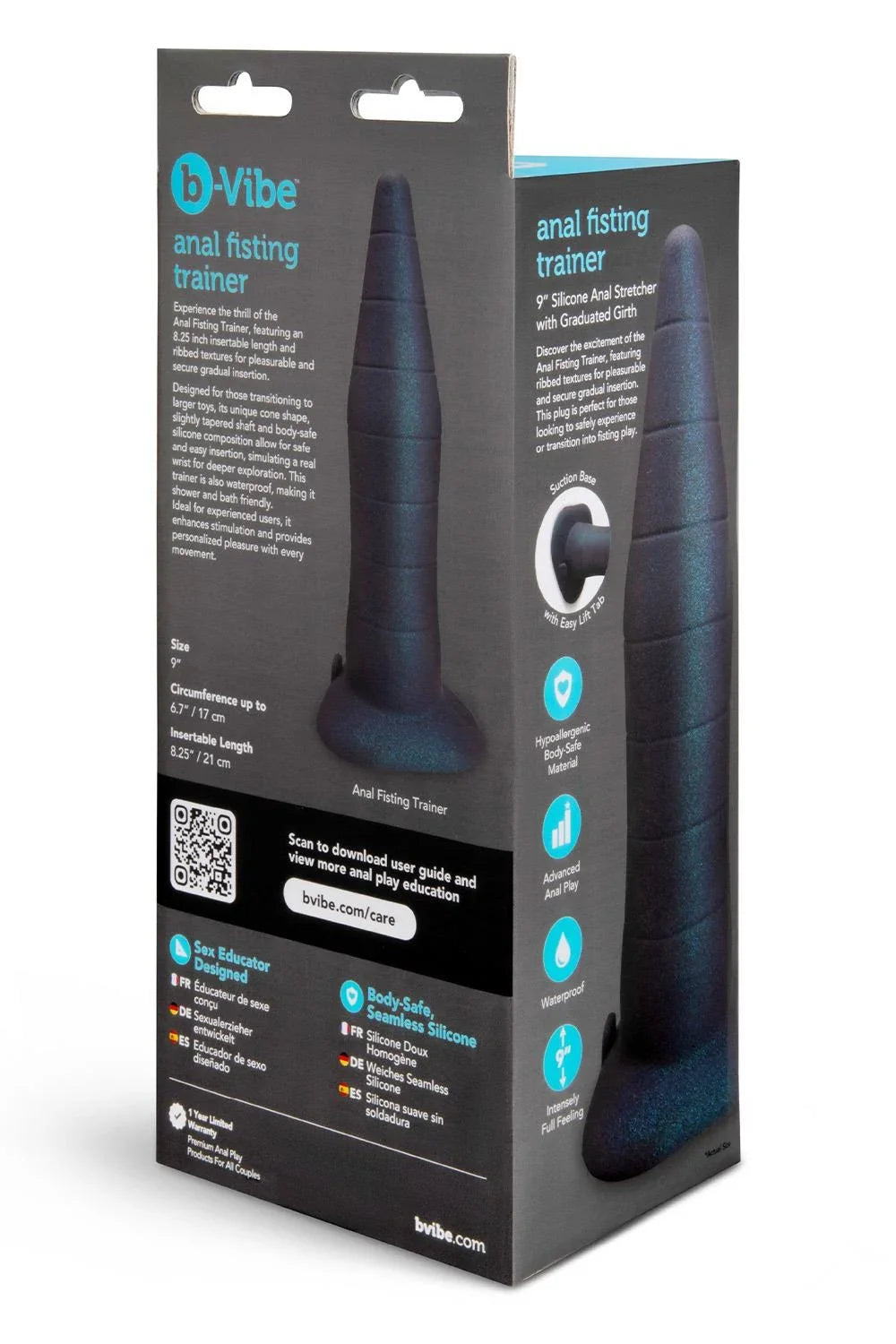 b-Vibe Fisting Anal Training (Black) – 8.25 Inch Ribbed Silicone Anal Trainer > Anal Range > Oversized Anal Toys