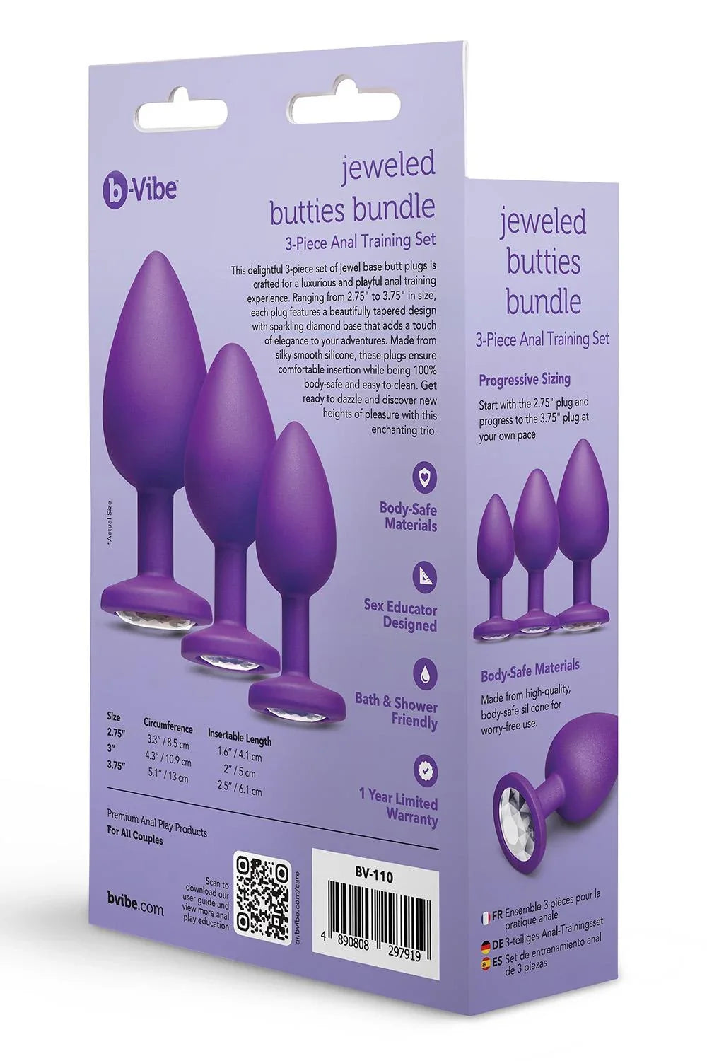 b-Vibe Jeweled Butties Bundle – Luxury 3-Piece Tapered Silicone Butt Plug Set > Anal Range > Vibrating Butt Plugs