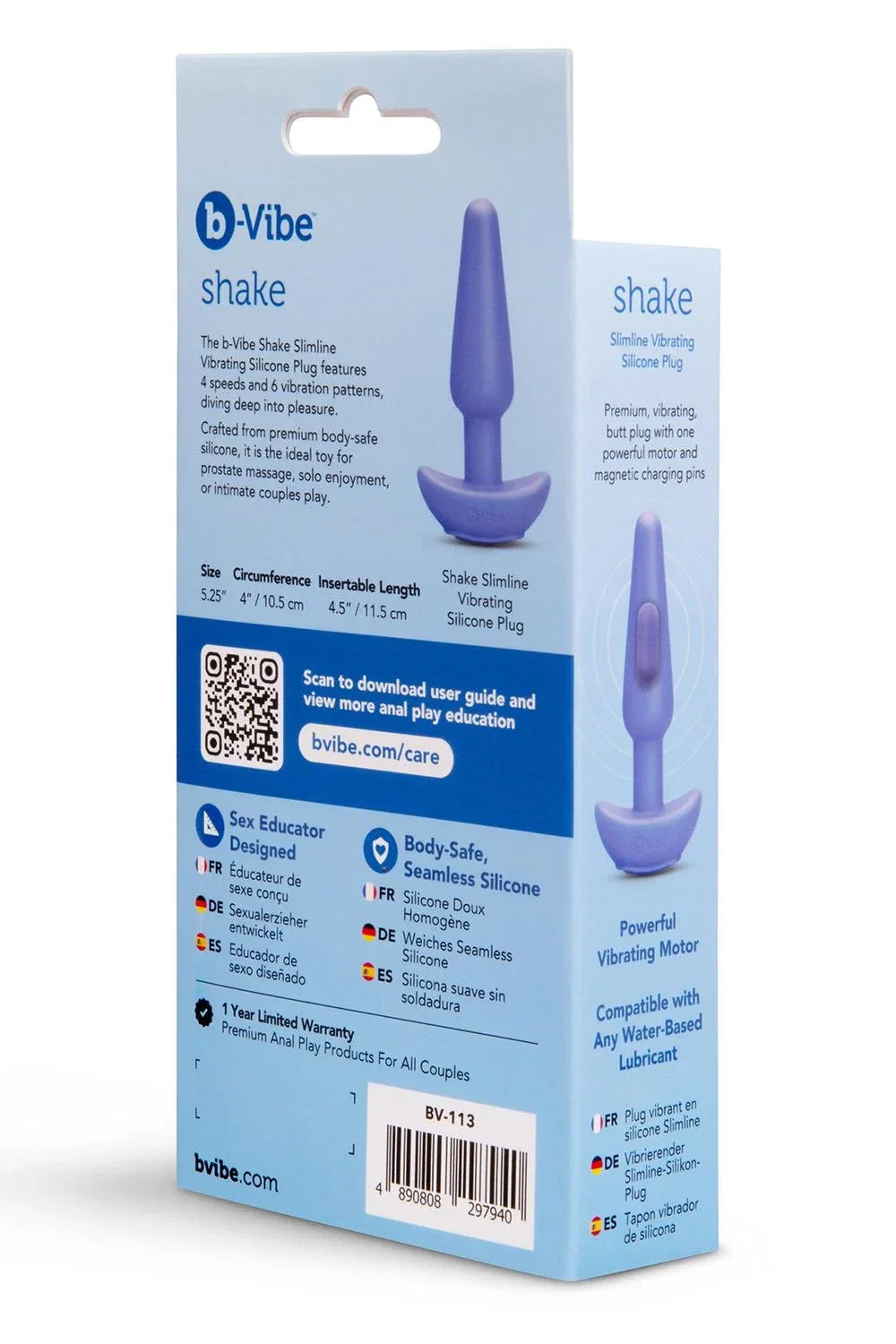 b-Vibe Butties Shake Slimline (Black) – Vibrating Silicone Butt Plug 134mm Height 69mm Base Width > Anal Range > Vibrating Butt Plugs