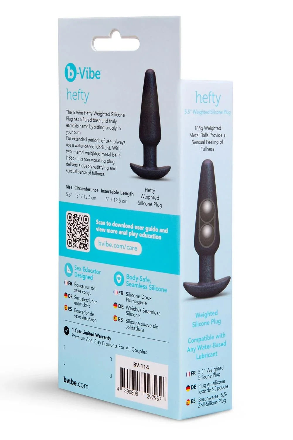 b-Vibe Butties Hefty (Black) – Weighted Silicone Butt Plug > Anal Range > Butt Plugs