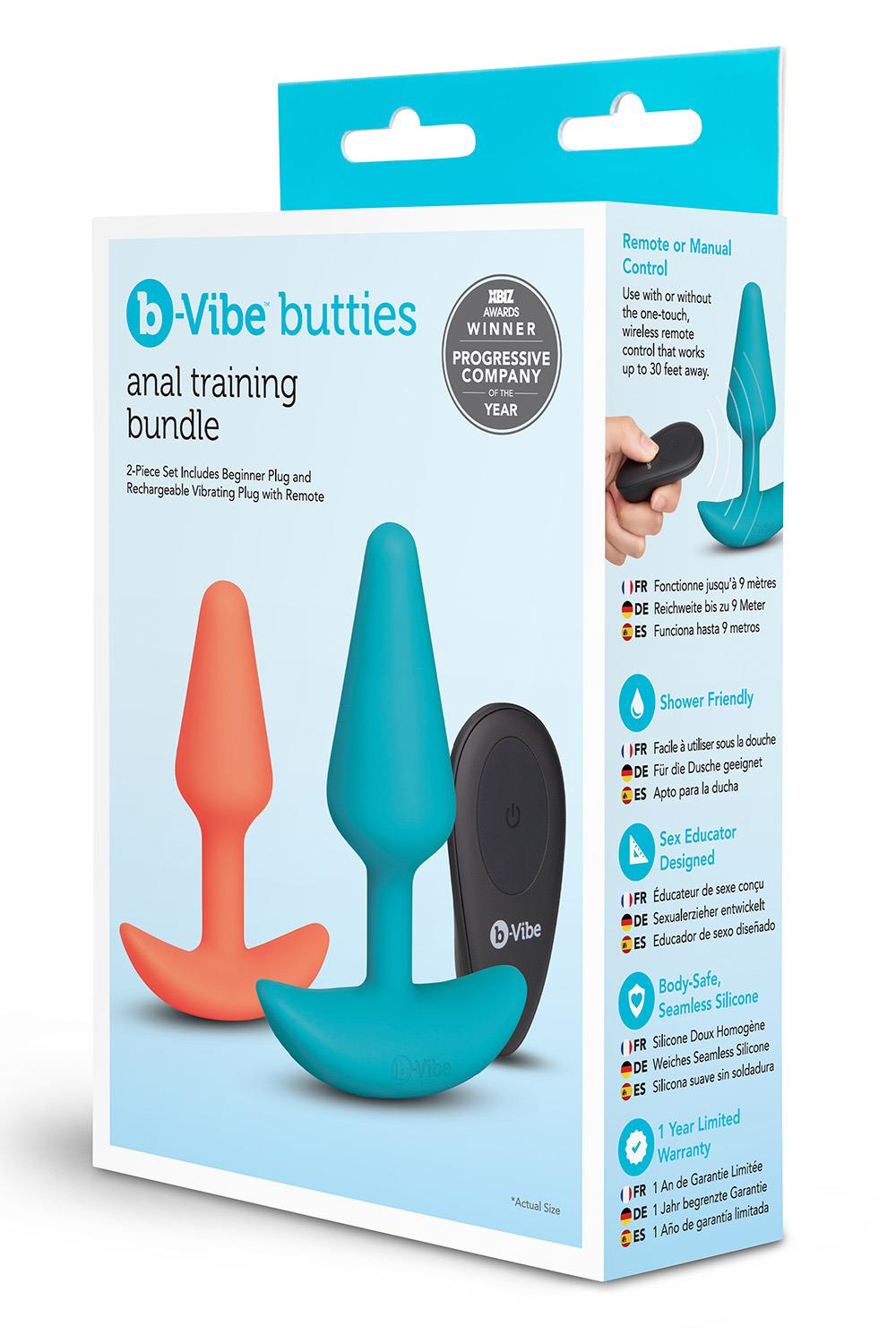 b-Vibe Butties Anal Training Set – Rechargeable Remote-Controlled Beginner and Large Butt Plug Set > Anal Range > Vibrating Butt Plugs