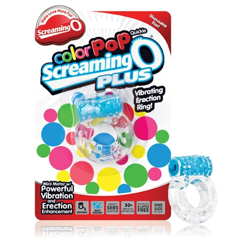 Screaming O Colour Pop Quickie Plus – Stretchy Vibrating Erection Ring with Clitoral Stimulator > Cock Ring > Vibrating