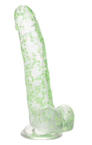 Naughty Bits I Leaf Dick Glow in the Dark Green Weed Leaf Dildo 8 Inch DONGS