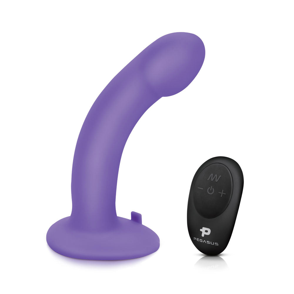 Pegasus 6 Inch Wireless Remote Curved Purple Peg With Harness Purple > Dildos > Strap On Harnesses