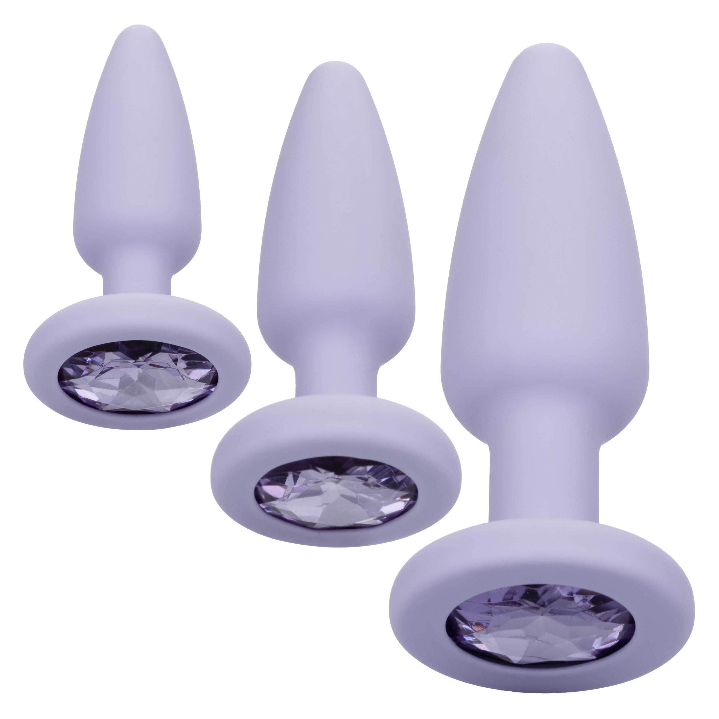 First Time Crystal Booty Kit Purple 3 Graduated Silicone Anal Plugs with Crystal Base > Anal Range > Jewel Butt Plugs
