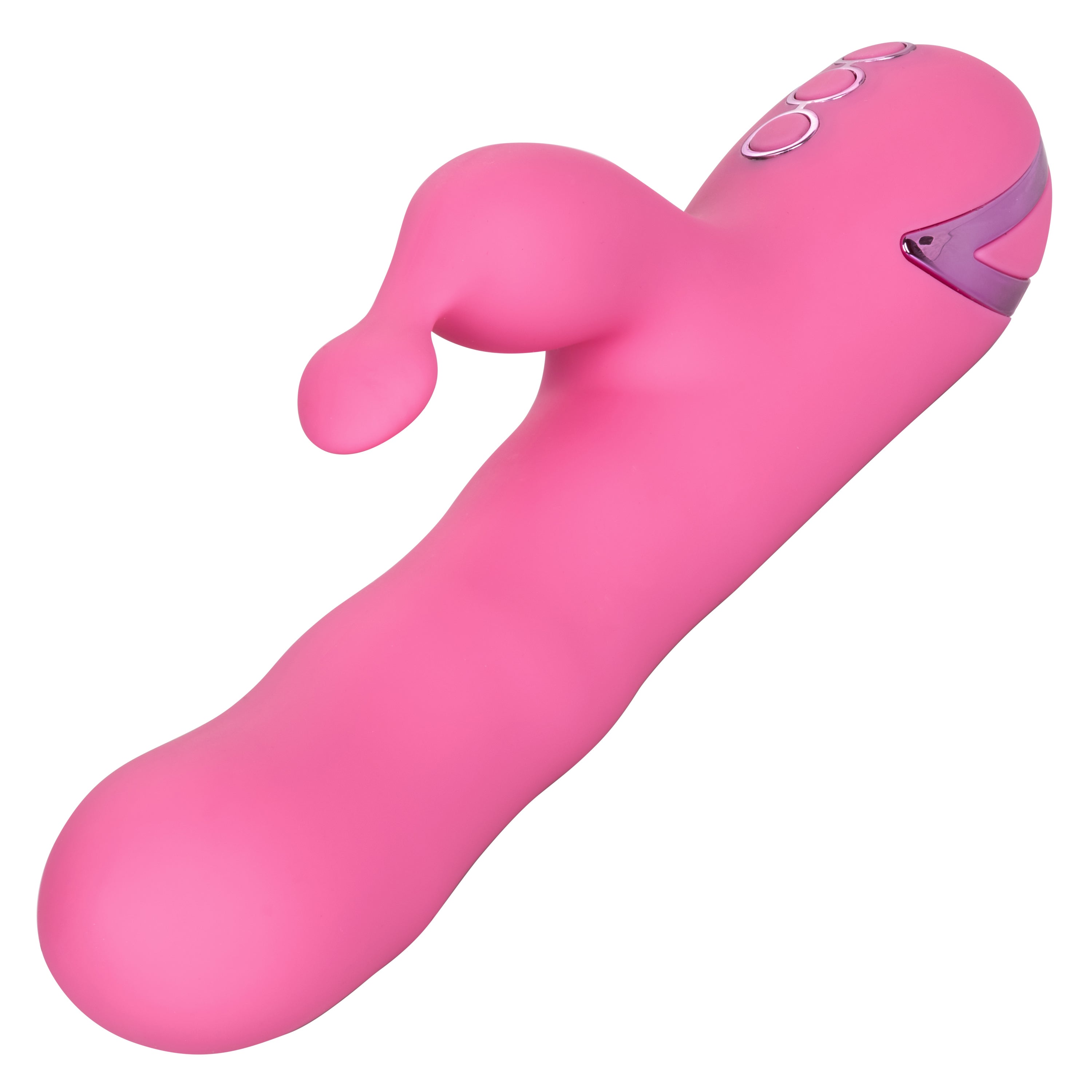 California Dreaming Santa Barbara Surfer Pink Silicone Massager with 10 Vibration Modes and 3 Rippling Speeds, USB Rechargeable and Waterproof VIBRATORS-RABBIT