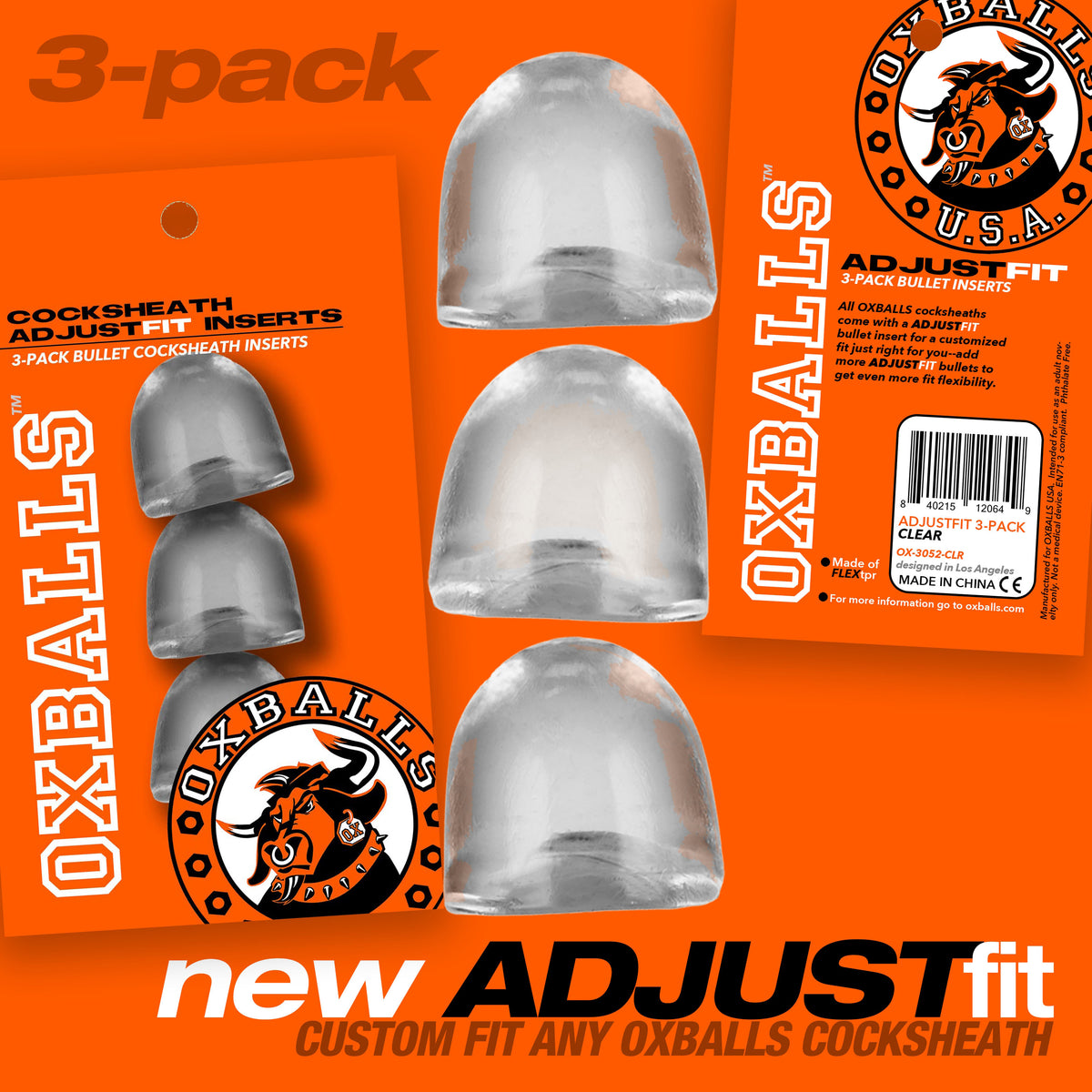 Oxballs Adjustfit Insert 3-Pack Clear Cocksheath Inserts > Sex Toys For Men > Penis Sleeves