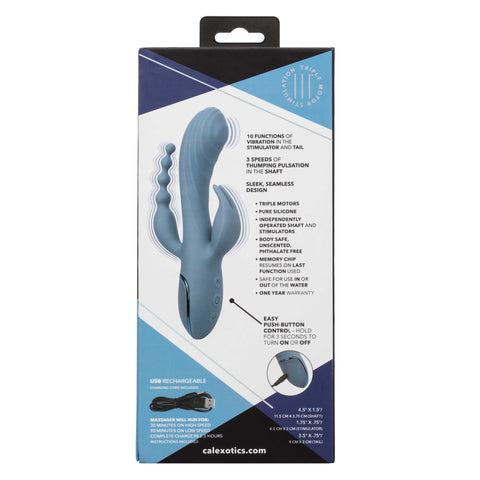 Triple Motor Rechargeable Vibrator Massager With Beaded Tail VIBRATORS-RABBIT