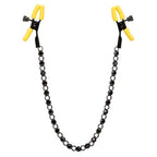 Boundless Nipple Teasers Adjustable Black Chain with Yellow Silicone Coated Clamps and Crystal Adornments > Sex Toys > Nipple Clamps