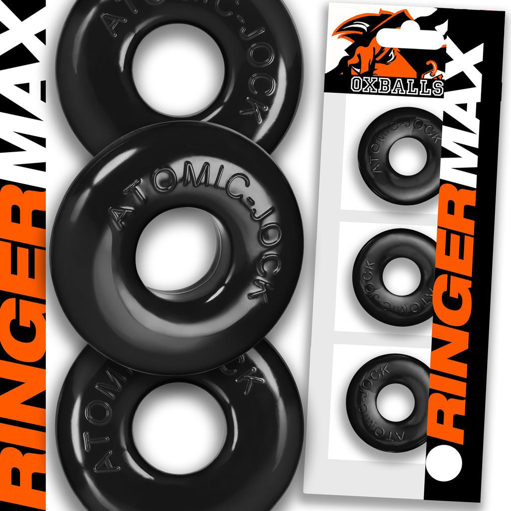 Ringer Max 3-Pack (Black) – Strong Rubber Cock Ring Set Black > Cock Ring > Sets