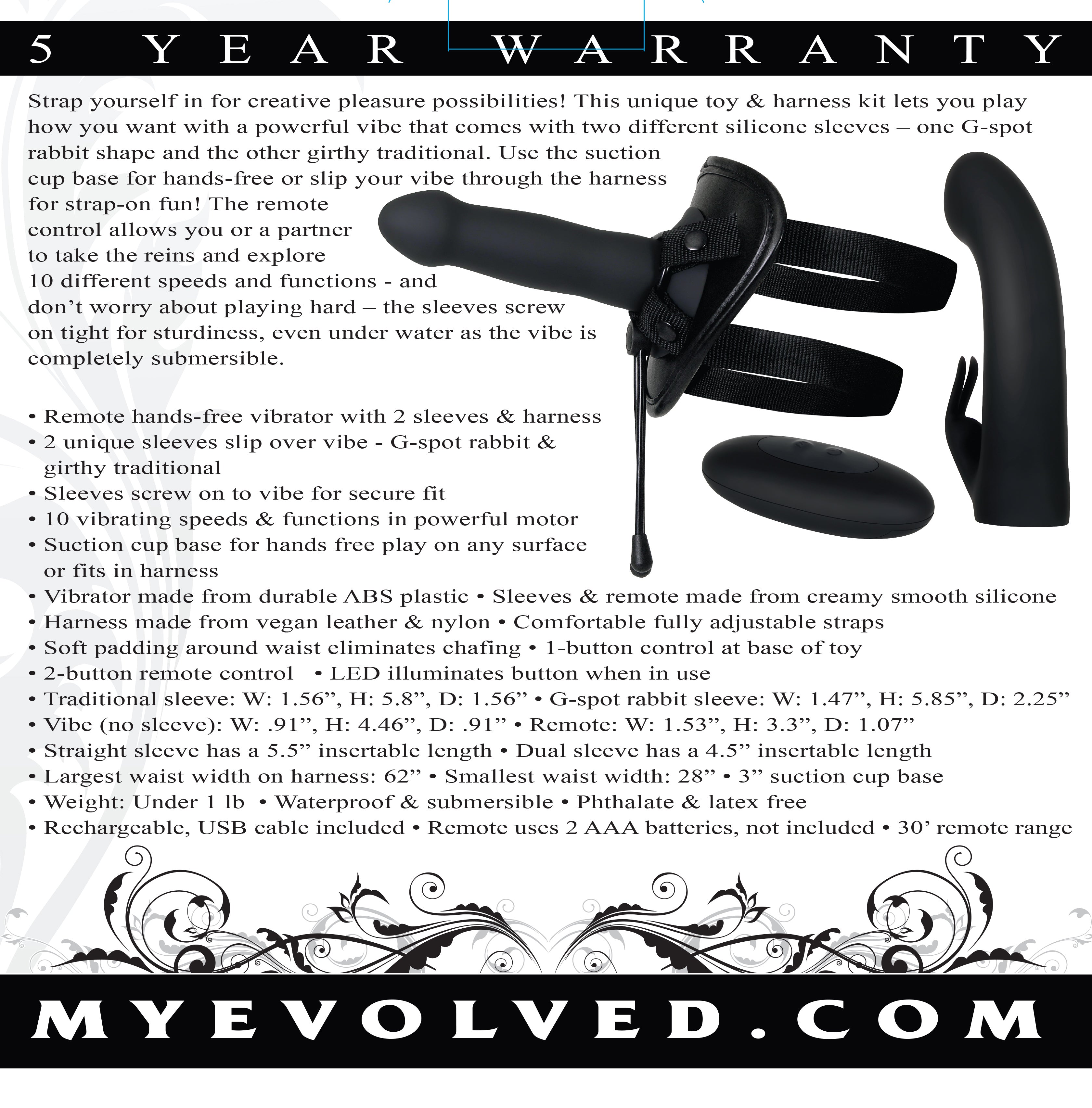 Evolved Heavenly Harness USB Rechargeable Strap On Kit STRAP-ONS