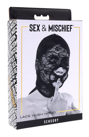 Lace Hush Hood Sheer Erotic Mask for Adult Intimate Play Party Supplies