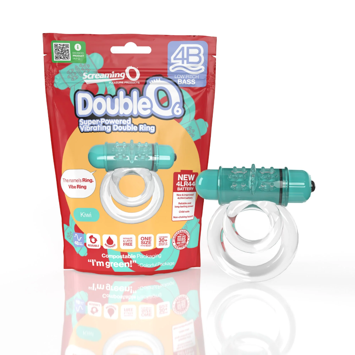 Double O 6 Vibrating Ring – Low Pitch Bass, Raised Ticklers, Long-Lasting Battery Ring > Cock Ring > Vibrating