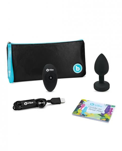 b-Vibe Vibrating Jewel Plug M/L Black Silicone Anal Toy (8.6 cm insertable) Secondary image