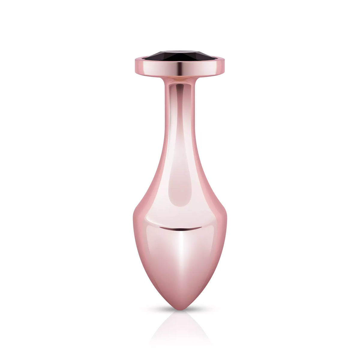 Rosy Gold Nouveau Butt Plug Aluminum Geometric Design with Black Crystal Accent > Anal Range > Butt Plugs