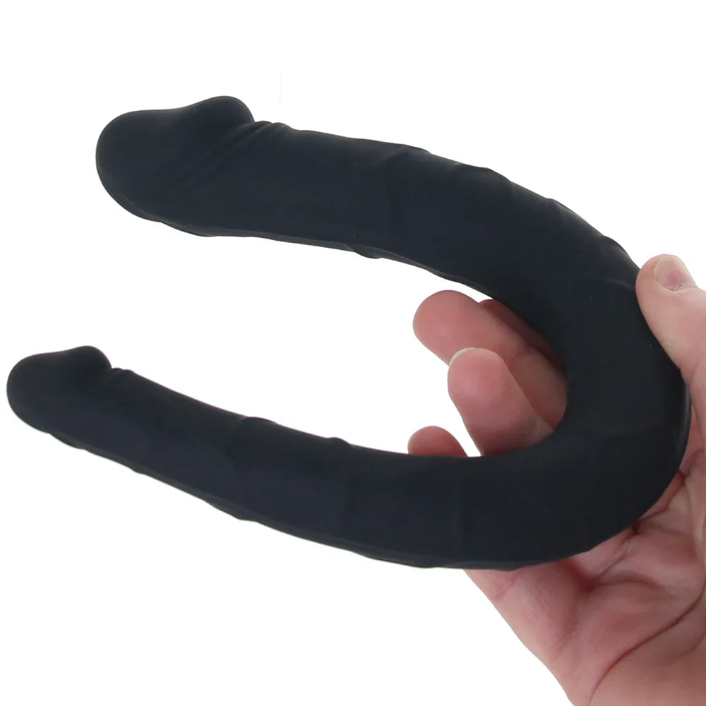 Boundless AC/DC Dong Black 13.5 Inch Silicone Double Dong with Satin Finish > Dildos > Double Dildos